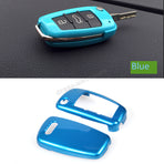 Black ABS Carbon Fiber Car Key Cover Case for Audi A6l A1 Q3 Q7 TT R8 A3 S3 S3 ABS Black