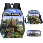 Minecraft-themed school bags for elementary and middle school students, Minecraft game peripheral backpack three-piece set K