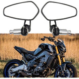 2pcs Motorcycle Handlebar Rearview Mirrors Motorcycle Rearview Mirrors for XJ6 MT01 MT03 MT07 MT09 (Black) - Top-Down View