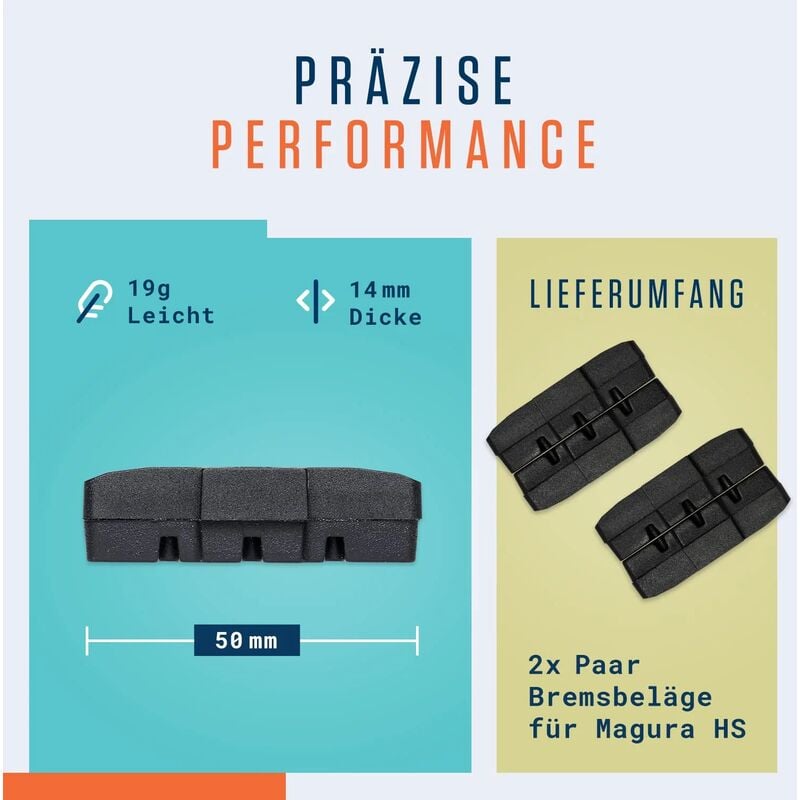 Magura HS Brake Pads - 2 Pairs 50mm, High Power Durable, Compatible with Magura HS11 HS22 HS33