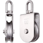 M100 Lifting Single Wheel Block Roller Load Capacity 1000kg, Heavy Duty 304 Stainless Steel Single Wheel Swivel Lifting Rope Wheel Block