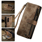 Compatible with Samsung Galaxy Z Fold 3 Case, Samsung, Retro Wallet Design, Card Slots, Magnetic Stand \u0026 Strap