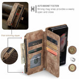 Compatible with Samsung Galaxy Z Fold 3 Case, Samsung, Retro Wallet Design, Card Slots, Magnetic Stand \u0026 Strap - Side View