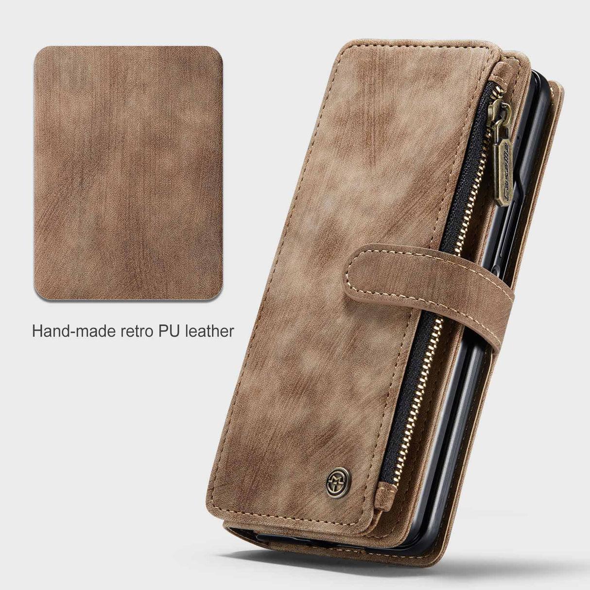 Compatible with Samsung Galaxy Z Fold 3 Case, Samsung, Retro Wallet Design, Card Slots, Magnetic Stand \u0026 Strap