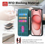 New Magnetic Two-in-one Separation Structure Mobile Phone Case - Card Holder RFID Anti-theft Brush - Suitable for iPhone Mobile Phone Case Gr Green iPhone 15 - Side View