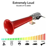 180dB Universal Truck Horn with Turkish Horn Sound 12V 24V Compatible with SUVs Motorcycles Caravans Red - Top-Down View