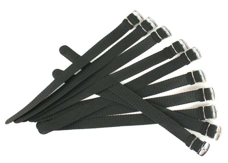 Perlon Bracelet 16 18 20mm XL Black Compatible with Swiss Brands