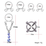 Fashion Water Drop Screw Non Pierced Nipple Ring Set Nipple Ring Body Jewelry (Blue) - Front View