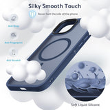 Compatible with iPhone 13 - MagSafe Case Shockproof Silicone Matte Blue - Front View