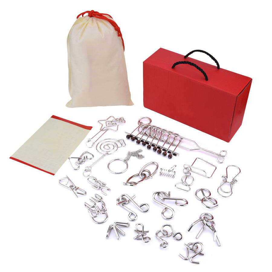Wire Puzzle Set 20 Pack Metal IQ Brain Training Toys