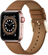 Compatible with Apple Watch Leather Strap Replacement Band Apple Watch Series 9 8 7 6 5 4 3 2 1 SE Ultra 38mm 40mm 41mm Brown