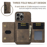 Magnetic iPhone 16 Pro Case with Card Pocket Compatible with iPhone 16 Pro Coffee Color