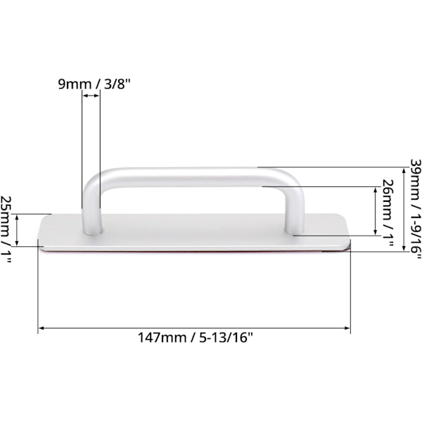 2pcs Self-Adhesive Aluminum Alloy Door Handle Push-Pull Sliding Door Handle Without Drilling for Gate Cabinet Toilet, 150 x 25mm