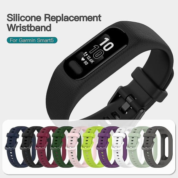 Compatible with Garmin Vivosmart 5 Wristbands, 3pcs Soft Silicone Replacement Sports Bands in Black White Blue