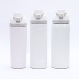 Insulated Stainless Steel Water Bottle with Straw,White & 24 oz, BPA-Free, for Travel, Sports, Outdoors - Front View