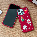 Compatible with Apple iPhone 16 Pro Max Case 3D Christmas Frosted PC Hybrid TPU Cover