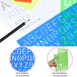 4-piece stencil set, letter stencils, plastic number stencils, stencils in various sizes, painting stencils for children, DIY painting learning