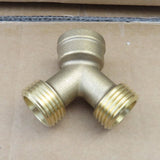 3/4 Inch Brass Y-Type Tee Connector, 6 points (27mm Male/24mm Female) Thread Pipe Splitter for Water Hose - Side View