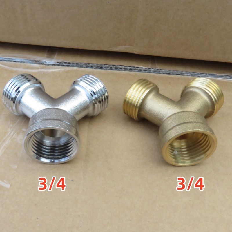 3/4 Inch Brass Y-Type Tee Connector, 6 points (27mm Male/24mm Female) Thread Pipe Splitter for Water Hose