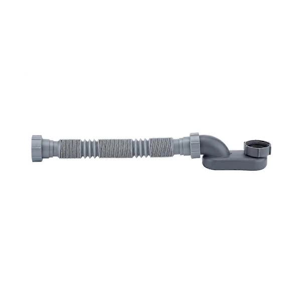 Low Profile 1 1/2 P-Trap Flexible Bathtub Shower Drain Pipe Flat P-Trap Freestanding Bathtub Drain For Bath Tub Drain Gray