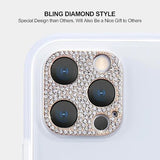Diamond Camera Lens Cover Compatible with iPhone 12 Pro Max Protective Sticker Rose Gold - Front View