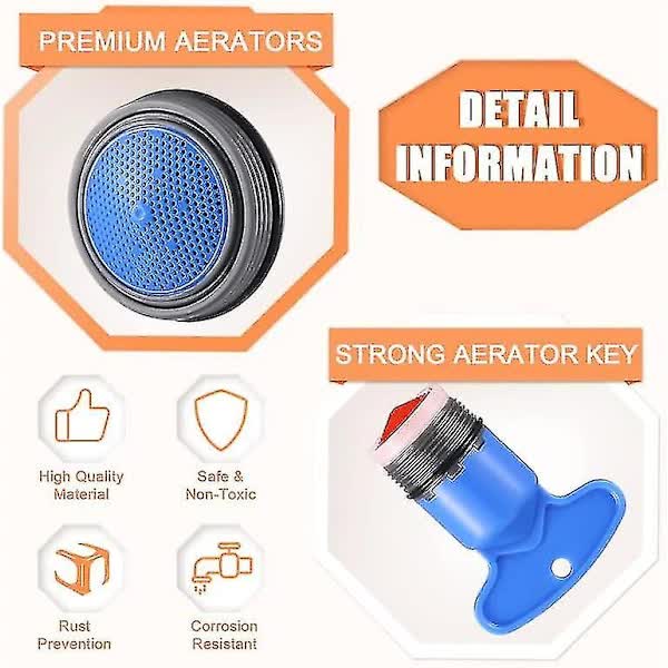 12pcs Sink Faucet Aerator Replacement with 5pcs Removable Key Tool Compatible with Oral-B and Braun M16.5 18.5 21.5 24mm