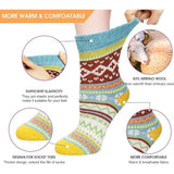 5 Pairs of Women's Merino Wool Socks, Thicker Thermal Knitting, Women's Socks for Hiking, Backpacking, Climbing, Winter (Red/Brown/Green/Blue/Dark Blue) - Front View