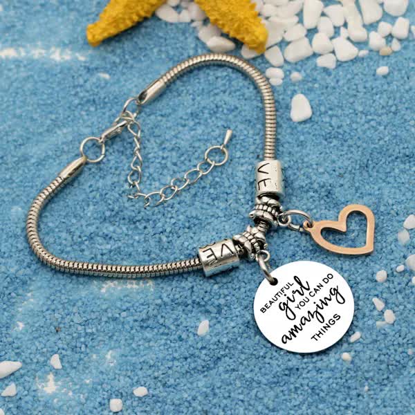 Girls Inspirational Charm Bracelet Gift for Women and Girls Pendant Bracelet You Can Do Amazing Things