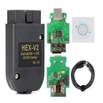 VCDS HEX-V2 OBD2 Diagnostic Cable for VW Audi Skoda Seat VAG Cars, USB Interface Scanner with VCDS Software, Unlimited VINs, Multi-Language