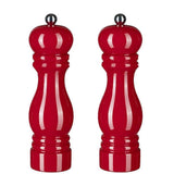 Wooden Pepper Mill Salt and Pepper Shaker with Adjustable Ceramic Rotor 2pcs Red