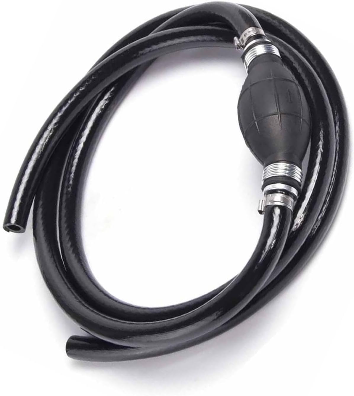 Fuel Line Hose for Outboard, Nylon Braid 5/16 Inch Fuel Line Hose with Hand Pump Bulb, 6 FT Long Boat RVs Tractor Fuel Line Assembly