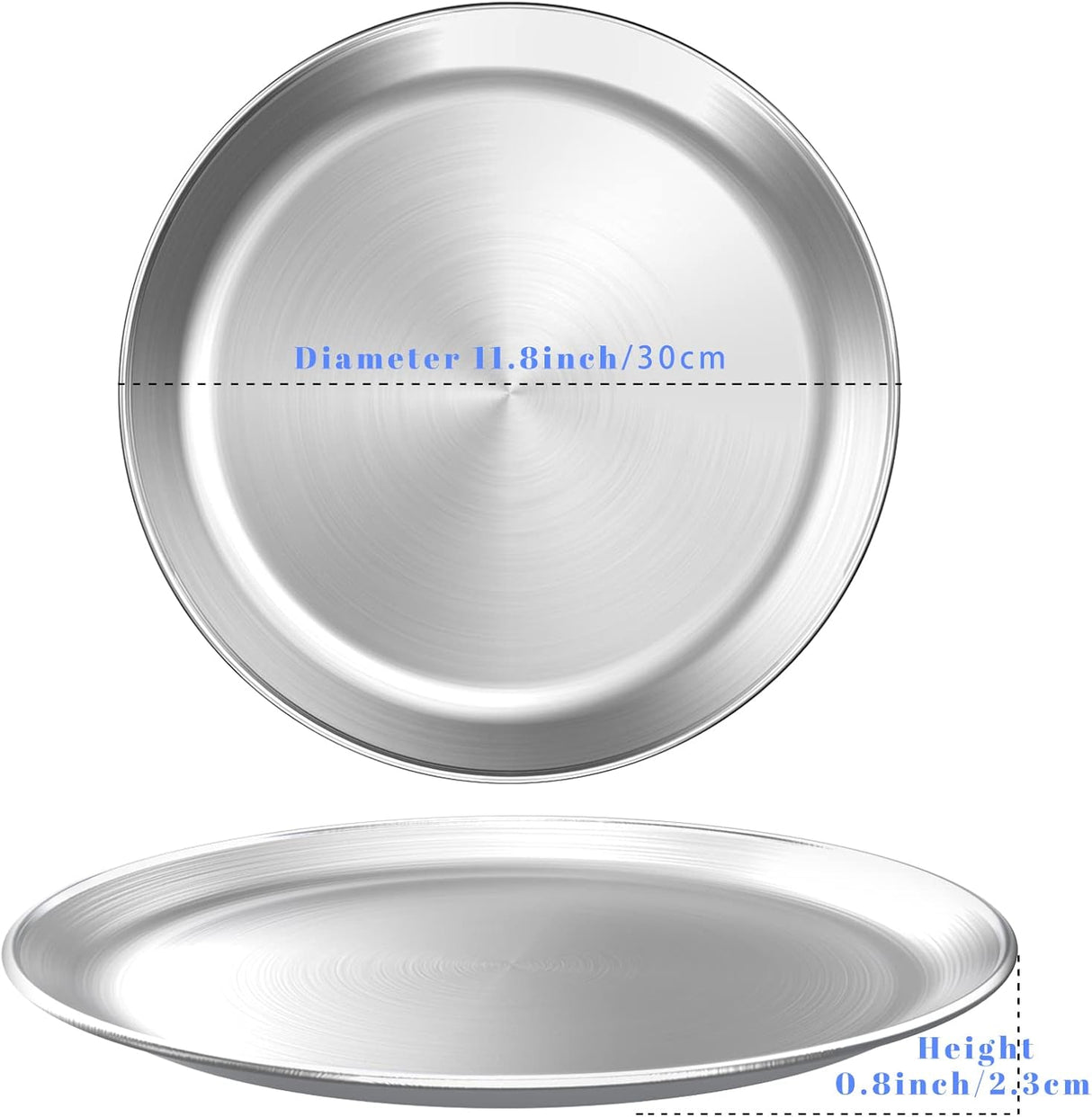 Stainless Steel Pizza Pan Round Pizza Tray, Round Pizza Plate For Pie Cookie Pizza Cake, Non Toxic & Heavy Duty, Brushed Finish & Easy Clean & Diameter 11.8 Inch
