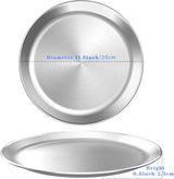 Stainless Steel Pizza Pan Round Pizza Tray, Round Pizza Plate For Pie Cookie Pizza Cake, Non Toxic & Heavy Duty, Brushed Finish & Easy Clean & Diameter 11.8 Inch - Side View