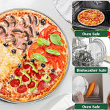 Stainless Steel Pizza Pan Round Pizza Tray, Round Pizza Plate For Pie Cookie Pizza Cake, Non Toxic & Heavy Duty, Brushed Finish & Easy Clean & Diameter 11.8 Inch - Top-Down View