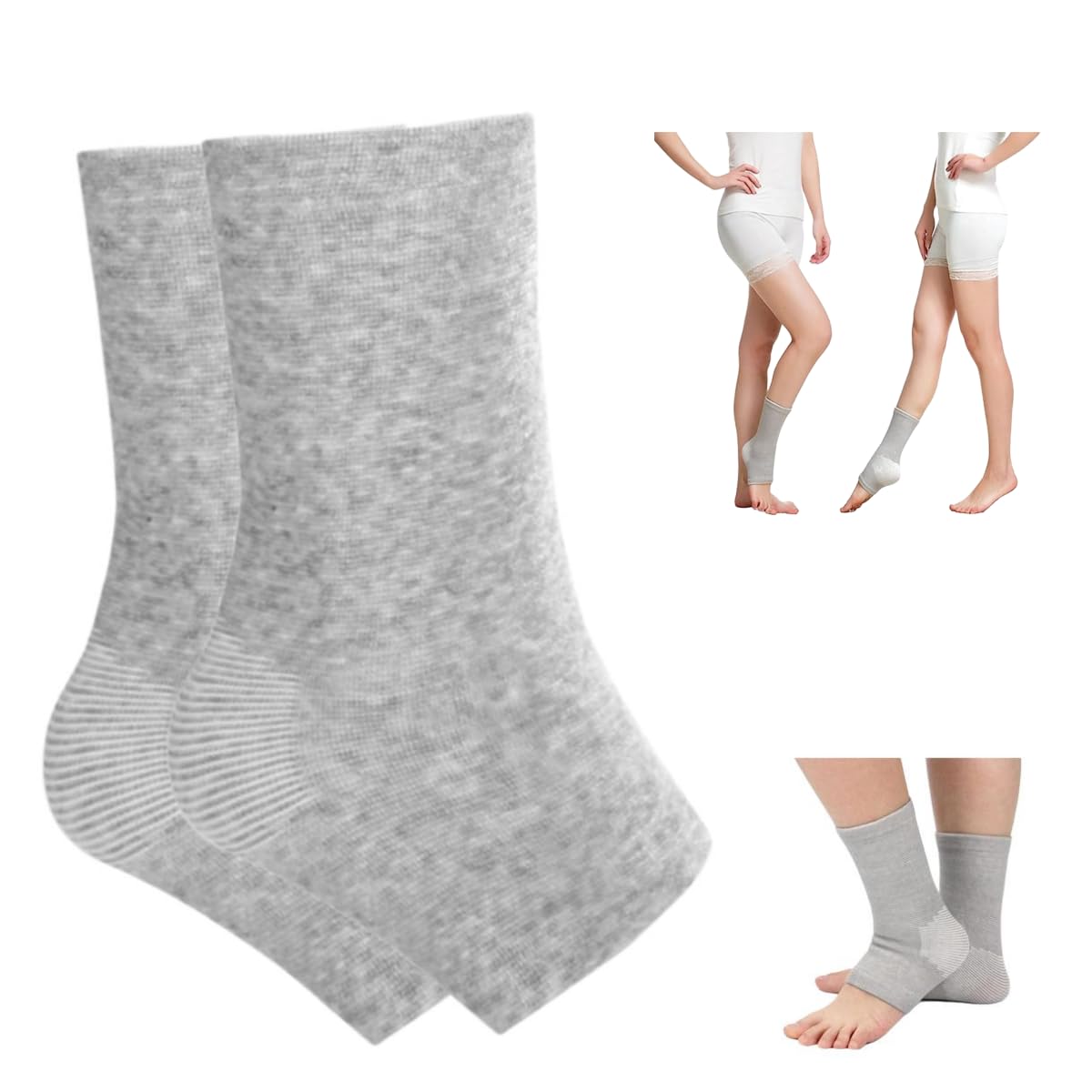 Bamboo Compression Socks, Bamboo Anti Fatigue Socks, Neuropathy Pain Relief At Bedtime,Ankle Swelling, for Sport Arthritis Pain Relief, Promote Blood Circulation, One Size Tall, Grey