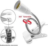 Bahong Clip Desk Lamp Socket,Desk Light Adapter,Clip Light Bulb Holder,E26/E27 Flexible Light Socket,86.6in Table Reading Light,Night Light with Cord,Clamp Light Bulb Stand with On/Off Switch (1PC) - Top-Down View