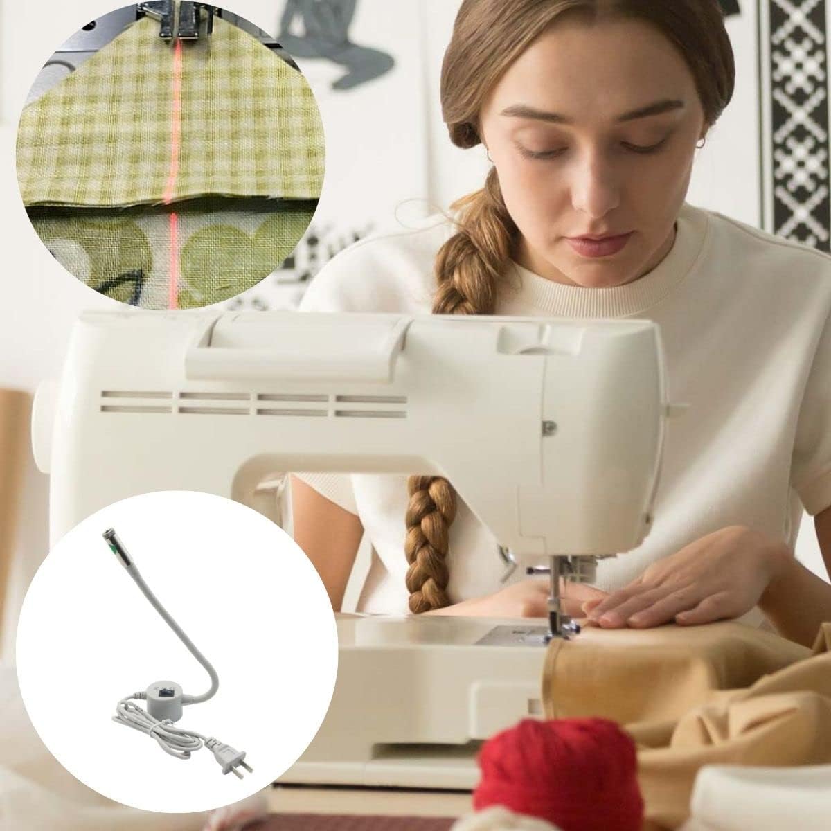 SewPro Laser Vision Guide，Sewing Machine Quilting Light , Dot , Straight Line , Crosshair , Innovative Sewing and Quilting Notion for Precise Stitching (Straight Line Sewing Laser), White