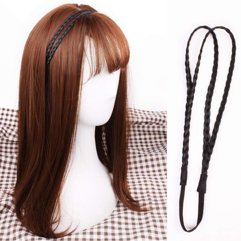 Braided Headband, 4 Pieces Elastic Braided Headbands No Slip Headbands Stretchy Headbands for Women Strand Headband Plaited Hair Band Hair Accessory for Girl (Random Color)