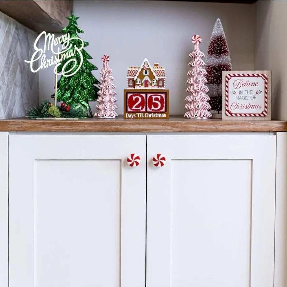 JOASIS 20 Pack Christmas Silicone red White Candy Cabinet knob Covers for a Variety of Kitchen, Living Room, and Bedroom Cabinet knobs