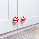 JOASIS 20 Pack Christmas Silicone red White Candy Cabinet knob Covers for a Variety of Kitchen, Living Room, and Bedroom Cabinet knobs - Top-Down View