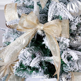 Champagne Christmas Ribbon Wired 2.5 Inch Champagne Gold Metallic Wired Ribbon with Glitter Stripe, Ribbon for Christmas Tree, Wreaths Supplies, Swag, Garland, Holiday Decor - 10 Yards - Top-Down View