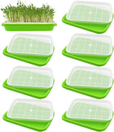 8-Pack Seed Sprouter Tray Microgreens Growing Trays BPA Free Seed Germination Propagation Soil-Free Wheatgrass Bean Nursery Tray with Planting Paper for Indoors or Outdoors