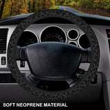 Black Leopard Print Cheetah Elastic Steering Wheel Cover, Non-Slip Breathable Neoprene Steering Wheel Covers, Women Leopard Car Accessories, Universal 15 Inch Fit Auto, Suvs, Truck - Side View