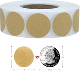 1000PCS Kraft Circle Stickers, 1 Inch Round Blank Garage Sale Price Stickers, Kraft Coding Tag Labels, Brown Natural Envelope Seals for Home, Classroom, Jam, Canning Jar Labels - Side View