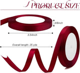 Red Ribbon for Gift Wrapping 3/8 Inch 25 Yds Dark Red Ribbon for Flower Bouquet Ribbon Gifts Bow Maker Mothers Day Fathers Day Ribbons for Crafts Hair Burgundy Ribbon for Christmas Tree Decorations - Front View
