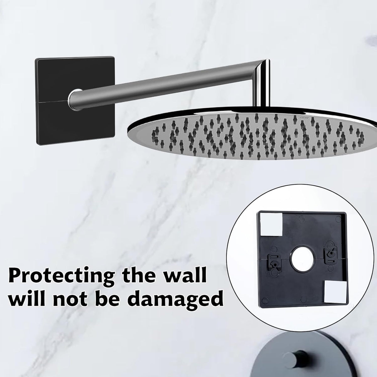 2 Pcs Plumbing Cover Plates, Square Shower Arm Flange Escutcheon Plate Wall Split Pipe Flange Cover Plate for Fixed Shower Head Faucet Standard 1/2 Inch Pipes (Black)