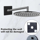 2 Pcs Plumbing Cover Plates, Square Shower Arm Flange Escutcheon Plate Wall Split Pipe Flange Cover Plate for Fixed Shower Head Faucet Standard 1/2 Inch Pipes (Black) - Top-Down View