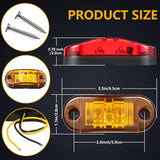 10 Pcs 2.5 Inch LED Trailer Lights 2 Diode Waterproof LED Trailer Side Marker Lights Oval Signal Running Lights For Truck Boat RV(Amber, Red) - Front View