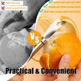 Stainless Steel Orange Peeler，with Handle Orange Citrus Peeler Tool Easy Orange Peeler Triangle Shovel and Serrated Shovel Orange Peeler Kitchen Gadgets,with 1Pcs Hooks - Top-Down View