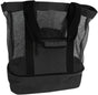 Mesh Beach Tote Bag with Detachable Insulated Beach Cooler Compartment Waterproof Sandproof Picnic Pool Bag, Black, Large